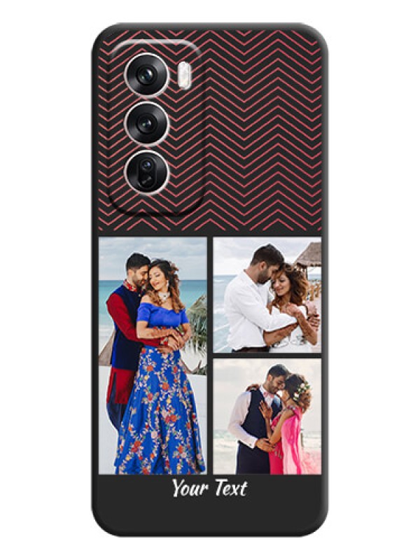 Custom Wave Pattern with 3 Image Holder On Space Black Custom Soft Matte Mobile Back Cover - Oppo Reno 12 Pro 5G