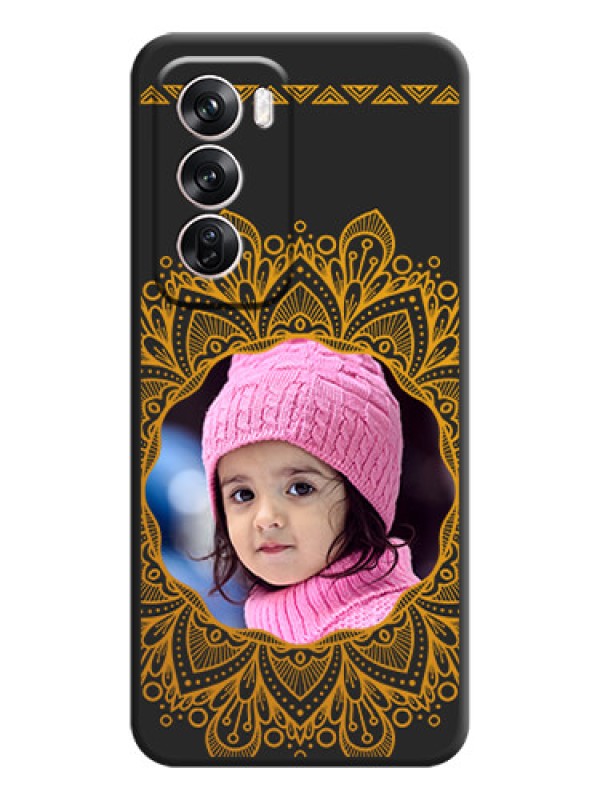 Custom Round Image with Floral Design On Space Black Custom Soft Matte Mobile Back Cover - Oppo Reno 12 Pro 5G