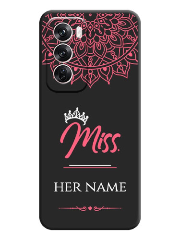 Custom Mrs Name with Floral Design On Space Black Custom Soft Matte Mobile Back Cover - Oppo Reno 12 Pro 5G