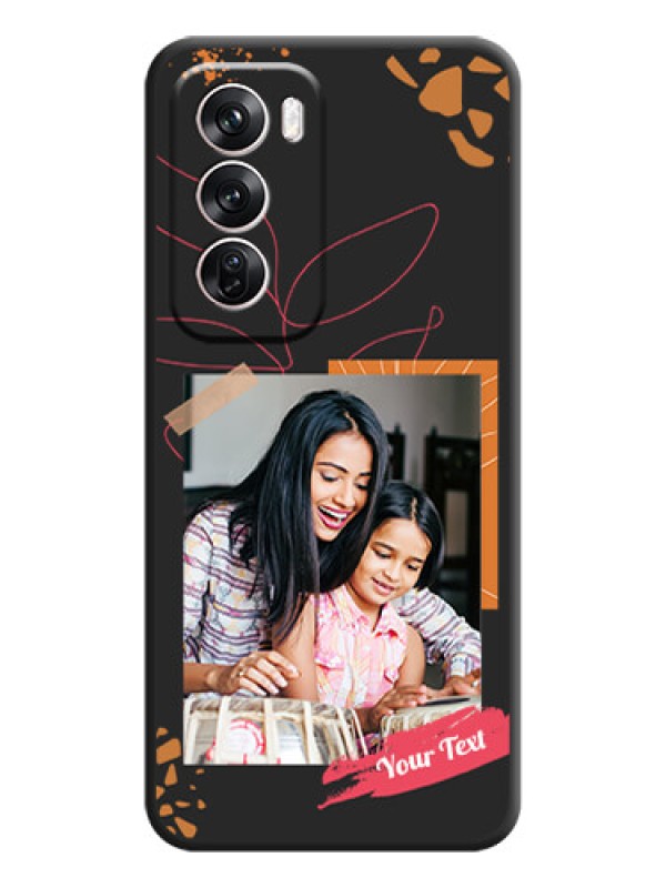 Custom Orange Photo Frame On Space Black Custom Soft Matte Mobile Back Cover - Oppo Reno 12 Pro 5G