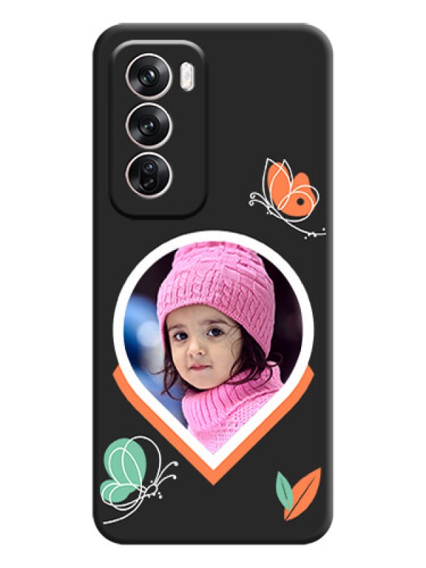 Custom Upload Pic With Simple Butterly Design On Space Black Custom Soft Matte Mobile Back Cover - Oppo Reno 12 Pro 5G