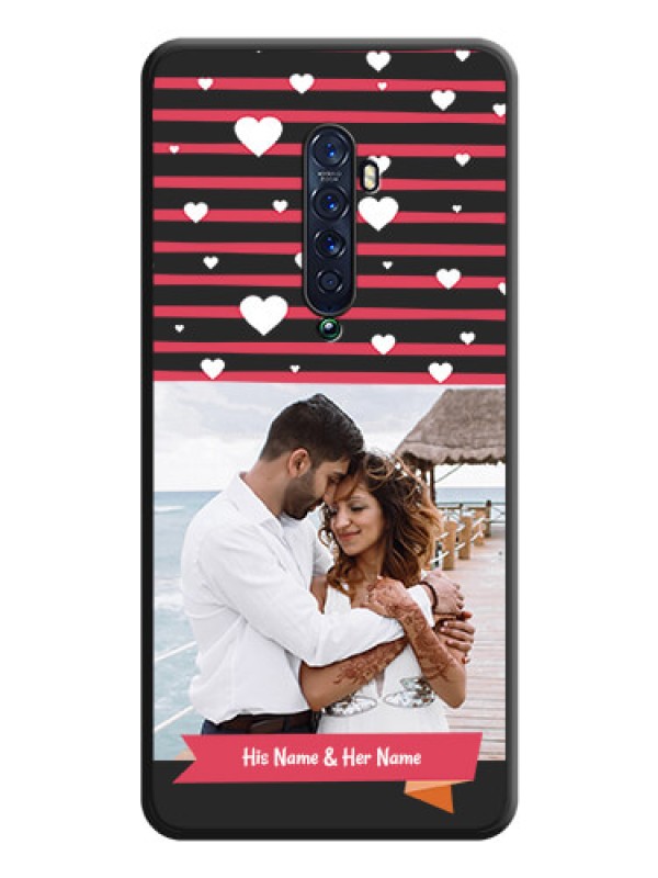 Custom White Color Love Symbols with Pink Lines Pattern on Space Black Custom Soft Matte Phone Cases - Oppo Reno 2