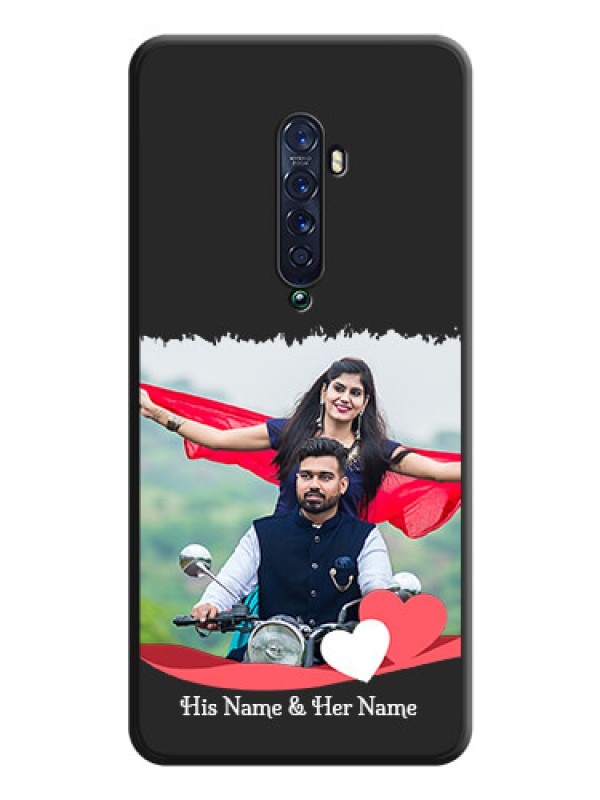 Custom Pin Color Love Shaped Ribbon Design with Text on Space Black Custom Soft Matte Phone Back Cover - Oppo Reno 2