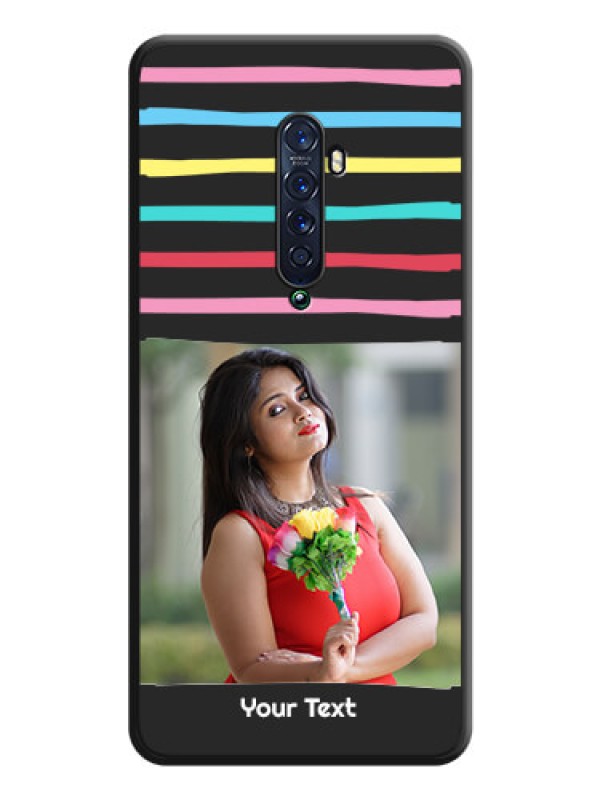 Custom Multicolor Lines with Image on Space Black Personalized Soft Matte Phone Covers - Oppo Reno 2