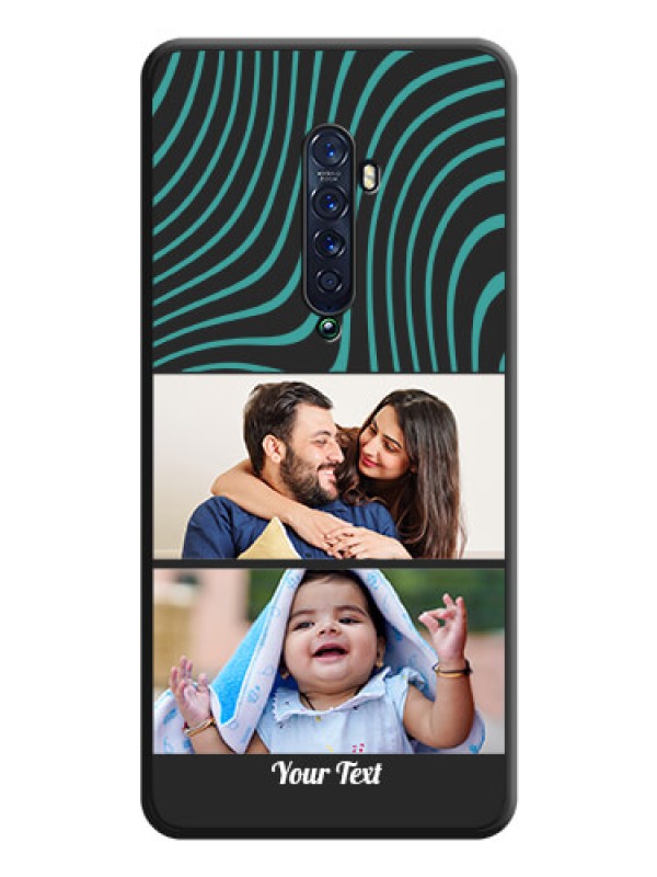 Custom Wave Pattern with 2 Image Holder on Space Black Personalized Soft Matte Phone Covers - Oppo Reno 2