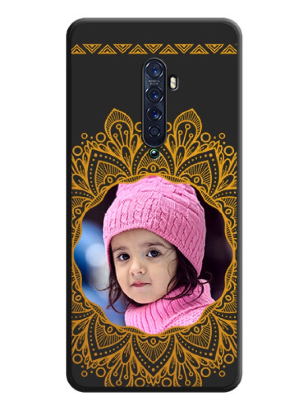 Custom Round Image with Floral Design on Photo on Space Black Soft Matte Mobile Cover - Oppo Reno 2