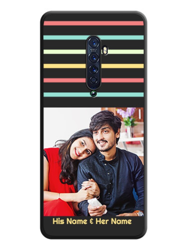 Custom Color Stripes with Photo and Text on Photo on Space Black Soft Matte Mobile Case - Oppo Reno 2