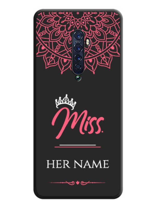 Custom Mrs Name with Floral Design on Space Black Personalized Soft Matte Phone Covers - Oppo Reno 2