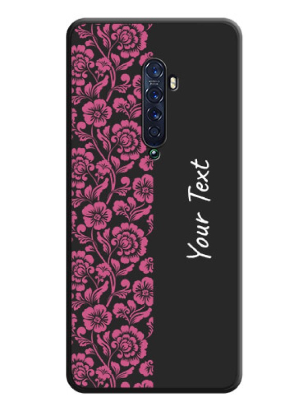 Custom Pink Floral Pattern Design With Custom Text On Space Black Personalized Soft Matte Phone Covers -Oppo Reno 2