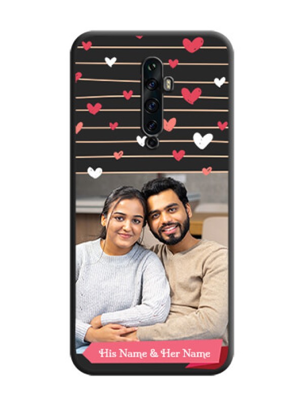 Custom Love Pattern with Name on Pink Ribbon  - Photo on Space Black Soft Matte Back Cover - Oppo Reno 2F