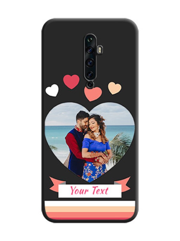 Custom Love Shaped Photo with Colorful Stripes on Personalised Space Black Soft Matte Cases - Oppo Reno 2F