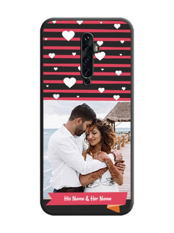 Custom White Color Love Symbols with Pink Lines Pattern on Space Black Custom Soft Matte Phone Cases - Oppo Reno 2F