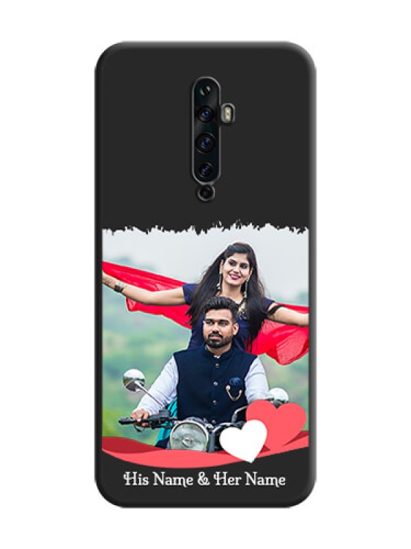 Custom Pink Color Love Shaped Ribbon Design with Text on Space Black Custom Soft Matte Phone Back Cover - Oppo Reno 2F