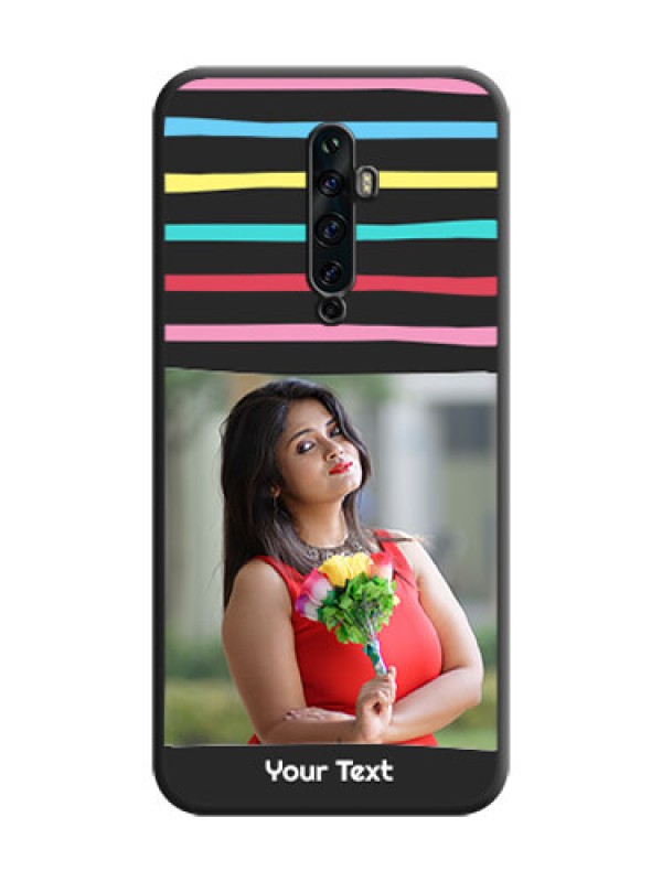 Custom Multicolor Lines with Image on Space Black Personalized Soft Matte Phone Covers - Oppo Reno 2F