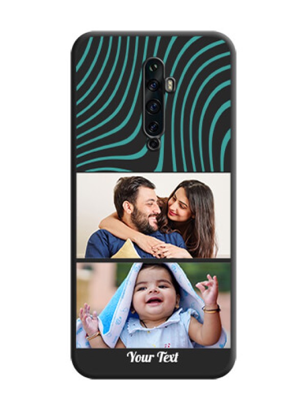 Custom Wave Pattern with 2 Image Holder on Space Black Personalized Soft Matte Phone Covers - Oppo Reno 2F