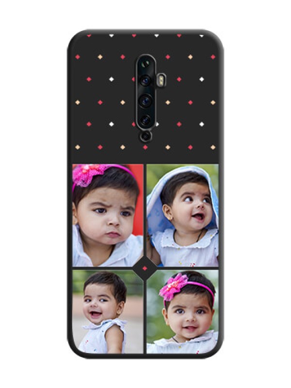 Custom Multicolor Dotted Pattern with 4 Image Holder on Space Black Custom Soft Matte Phone Cases - Oppo Reno 2F
