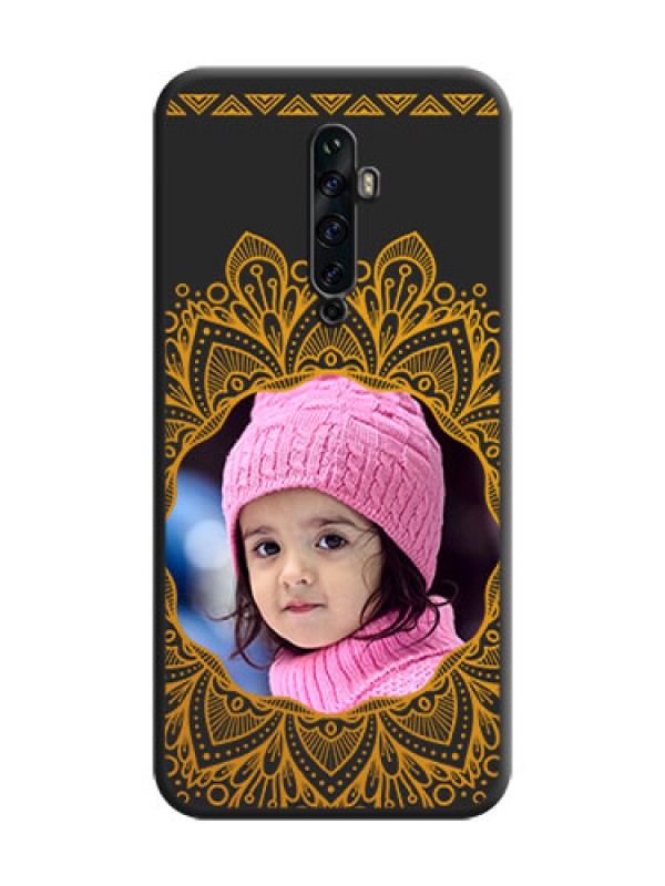 Custom Round Image with Floral Design - Photo on Space Black Soft Matte Mobile Cover - Oppo Reno 2F