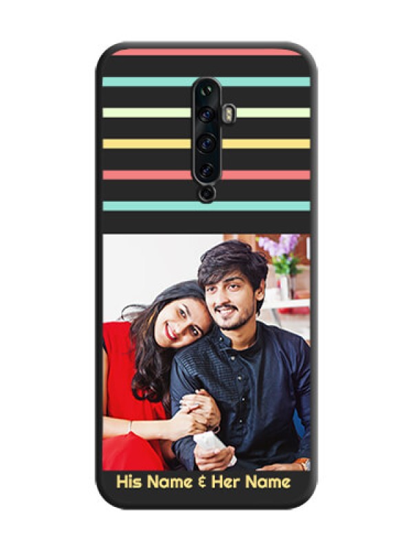 Custom Color Stripes with Photo and Text - Photo on Space Black Soft Matte Mobile Case - Oppo Reno 2F