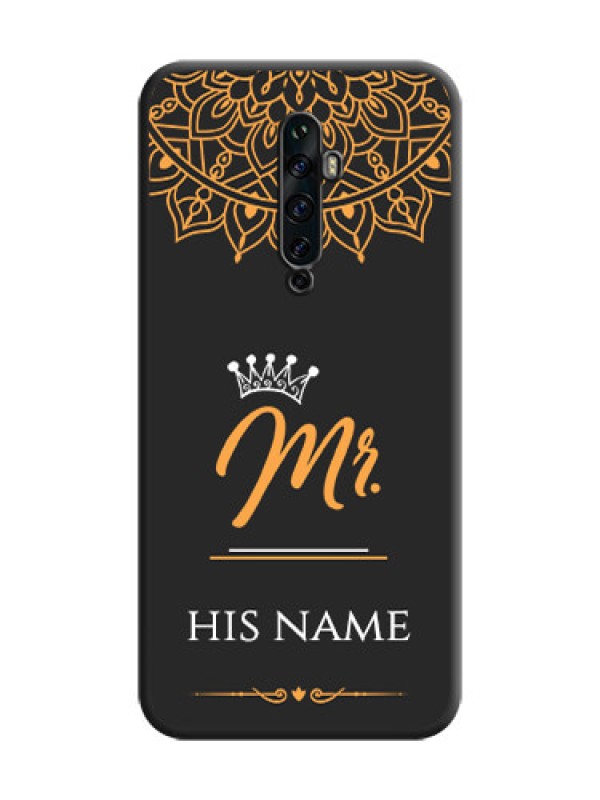 Custom Mr Name with Floral Design  on Personalised Space Black Soft Matte Cases - Oppo Reno 2F