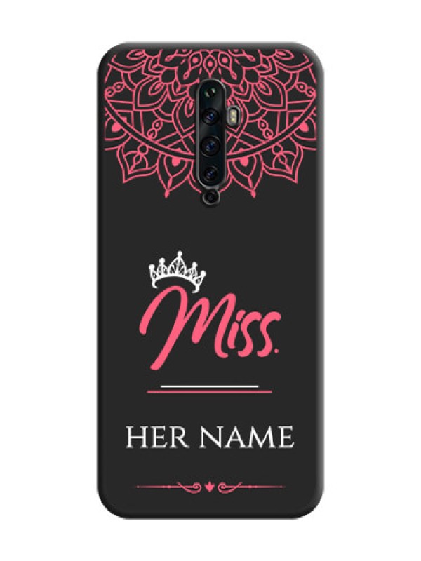 Custom Mrs Name with Floral Design on Space Black Personalized Soft Matte Phone Covers - Oppo Reno 2F