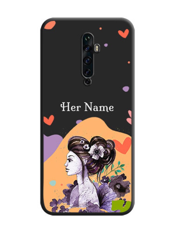 Custom Namecase For Her With Fancy Lady Image On Space Black Personalized Soft Matte Phone Covers -Oppo Reno 2F