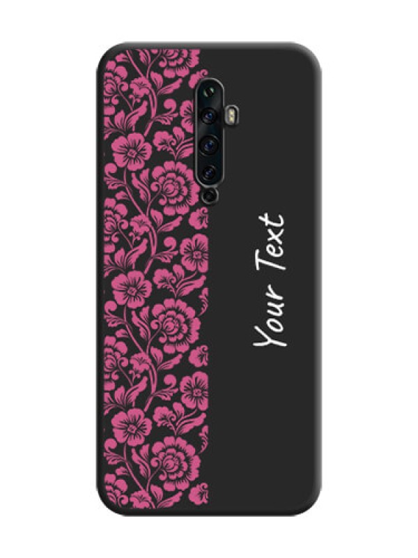 Custom Pink Floral Pattern Design With Custom Text On Space Black Personalized Soft Matte Phone Covers -Oppo Reno 2F