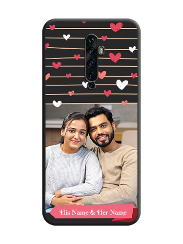 Custom Love Pattern with Name on Pink Ribbon  - Photo on Space Black Soft Matte Back Cover - Oppo Reno 2Z