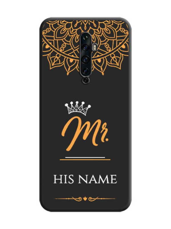 Custom Mr Name with Floral Design  on Personalised Space Black Soft Matte Cases - Oppo Reno 2Z