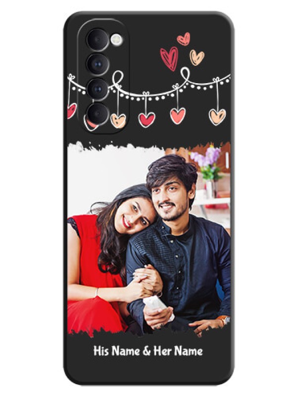 Custom Pink Love Hangings with Name on Space Black Custom Soft Matte Phone Cases - Oppo Reno 4 Pro