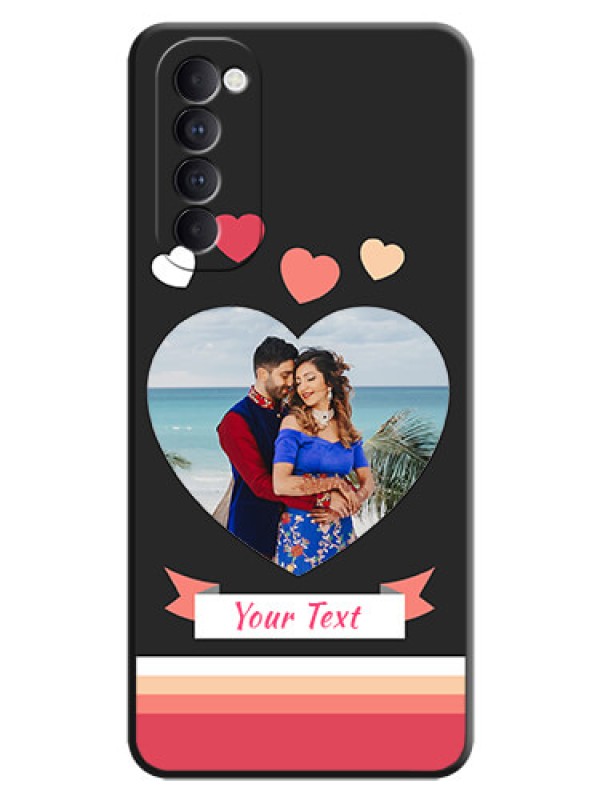 Custom Love Shaped Photo with Colorful Stripes on Personalised Space Black Soft Matte Cases - Oppo Reno 4 Pro