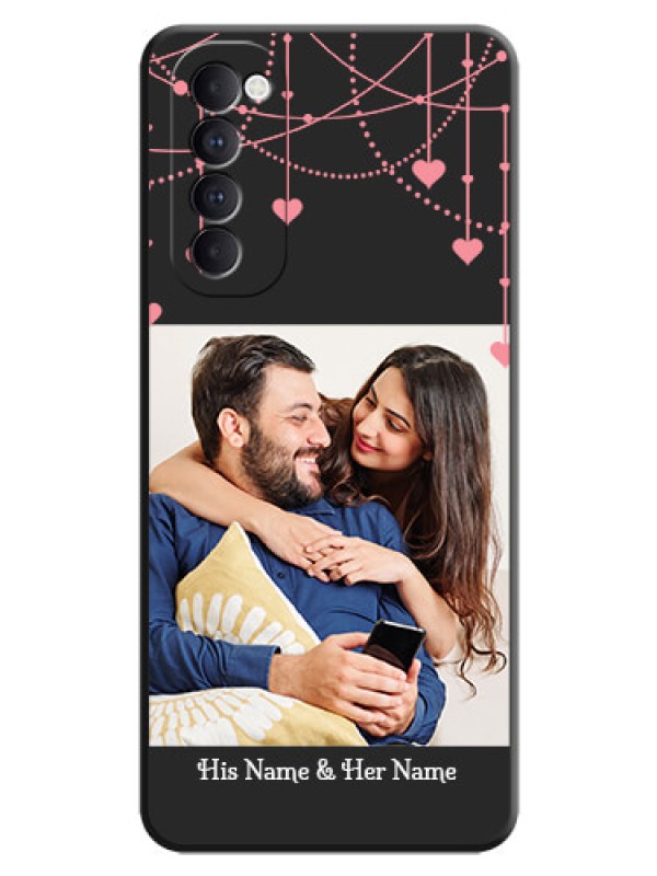 Custom Pink Love Hangings with Text on Space Black Custom Soft Matte Back Cover - Oppo Reno 4 Pro