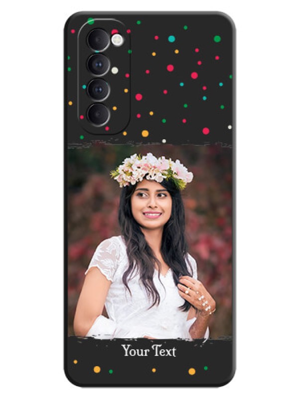 Custom Multicolor Dotted Pattern with Text on Space Black Custom Soft Matte Phone Back Cover - Oppo Reno 4 Pro