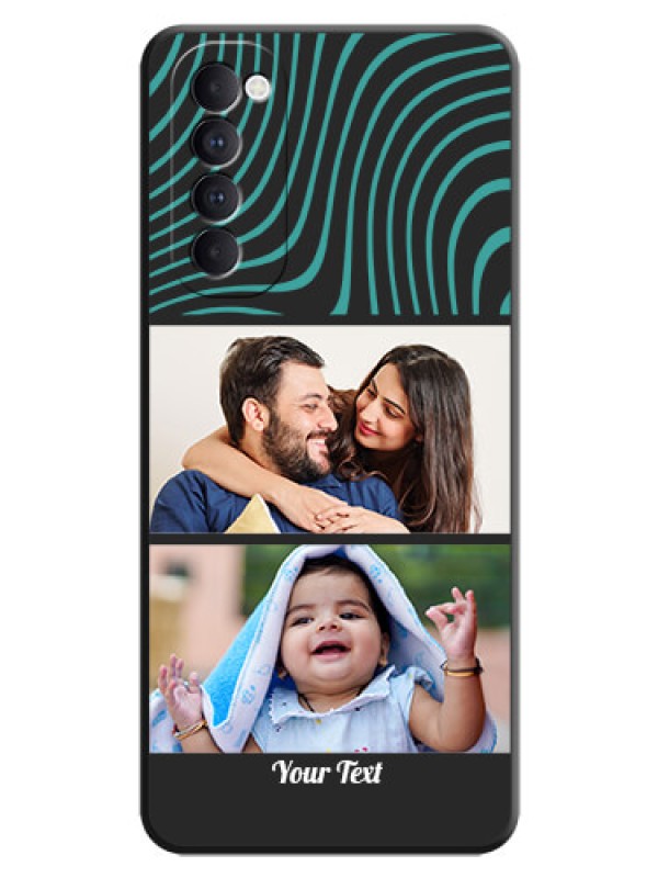 Custom Wave Pattern with 2 Image Holder on Space Black Personalized Soft Matte Phone Covers - Oppo Reno 4 Pro