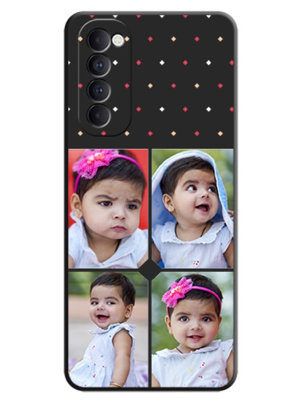 Custom Multicolor Dotted Pattern with 4 Image Holder on Space Black Custom Soft Matte Phone Cases - Oppo Reno 4 Pro