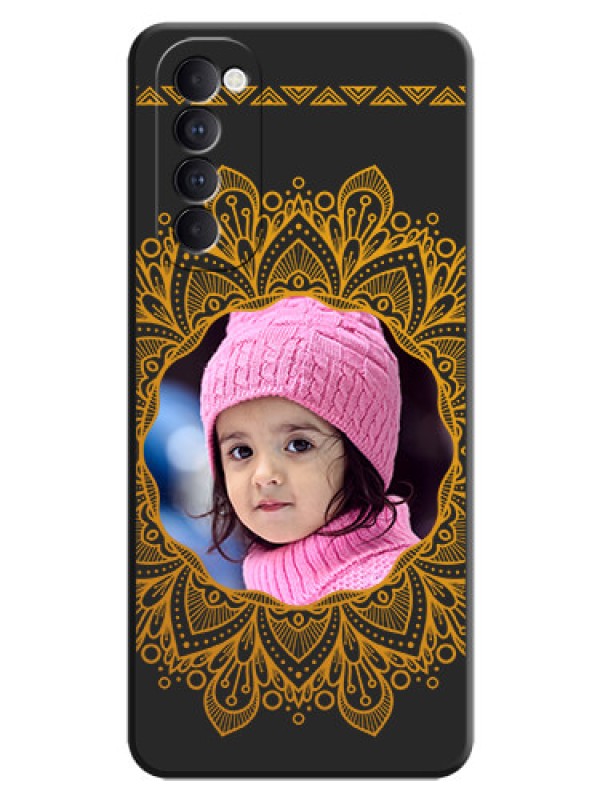Custom Round Image with Floral Design - Photo on Space Black Soft Matte Mobile Cover - Oppo Reno 4 Pro