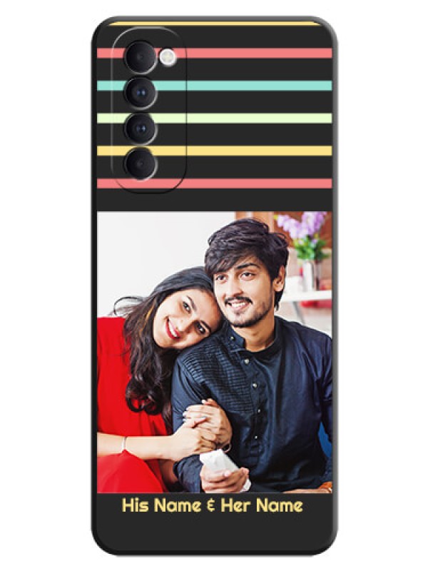 Custom Color Stripes with Photo and Text - Photo on Space Black Soft Matte Mobile Case - Oppo Reno 4 Pro