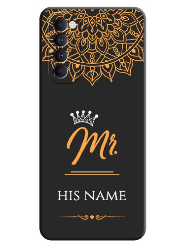 Custom Mr Name with Floral Design  on Personalised Space Black Soft Matte Cases - Oppo Reno 4 Pro
