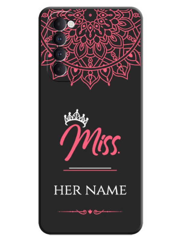 Custom Mrs Name with Floral Design on Space Black Personalized Soft Matte Phone Covers - Oppo Reno 4 Pro