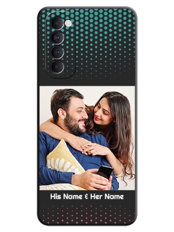 Custom Faded Dots with Grunge Photo Frame and Text on Space Black Custom Soft Matte Phone Cases - Oppo Reno 4 Pro