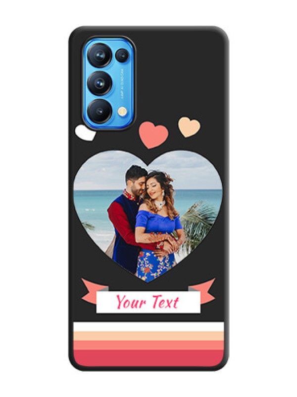 Custom Love Shaped Photo with Colorful Stripes on Personalised Space Black Soft Matte Cases - Reno 5 Pro