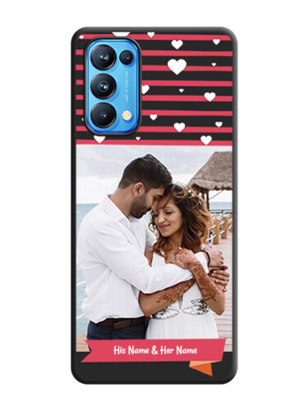 Custom White Color Love Symbols with Pink Lines Pattern on Space Black Custom Soft Matte Phone Cases - Reno 5 Pro