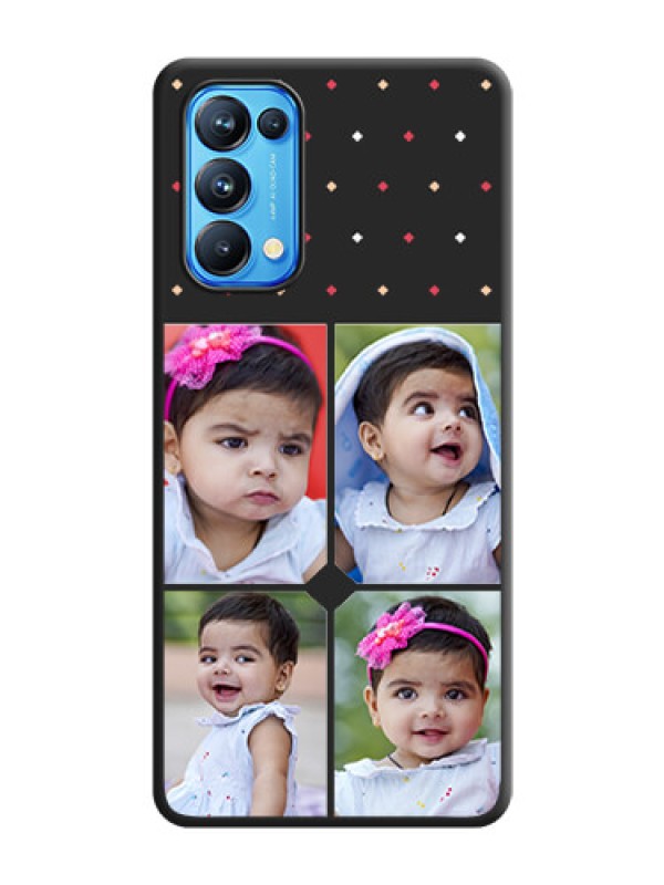 Custom Multicolor Dotted Pattern with 4 Image Holder on Space Black Custom Soft Matte Phone Cases - Reno 5 Pro