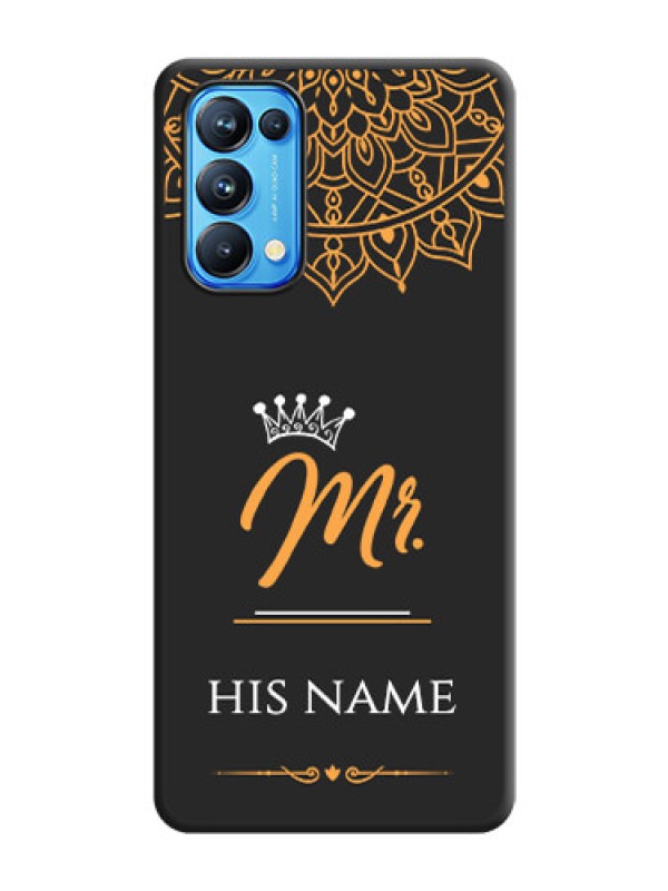 Custom Mr Name with Floral Design  on Personalised Space Black Soft Matte Cases - Reno 5 Pro