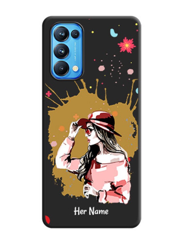 Custom Mordern Lady With Color Splash Background With Custom Text On Space Black Personalized Soft Matte Phone Covers -Oppo Reno 5 Pro 5G