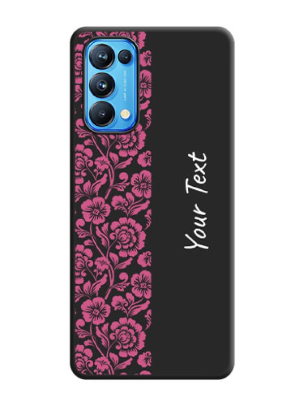 Custom Pink Floral Pattern Design With Custom Text On Space Black Personalized Soft Matte Phone Covers -Oppo Reno 5 Pro 5G
