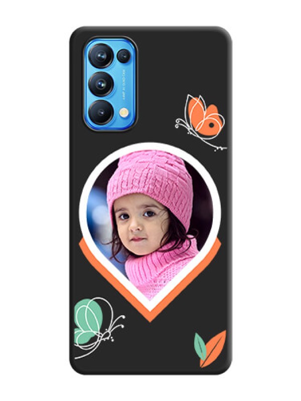 Custom Upload Pic With Simple Butterly Design On Space Black Personalized Soft Matte Phone Covers -Oppo Reno 5 Pro 5G