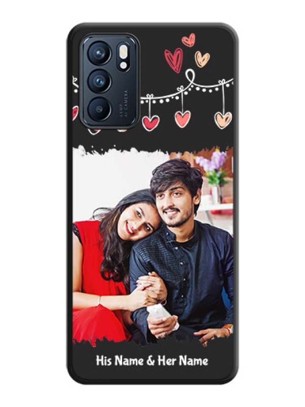 Custom Pink Love Hangings with Name on Space Black Custom Soft Matte Phone Cases - Oppo Reno 6 5G