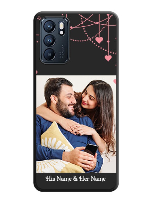 Custom Pink Love Hangings with Text on Space Black Custom Soft Matte Back Cover - Oppo Reno 6 5G