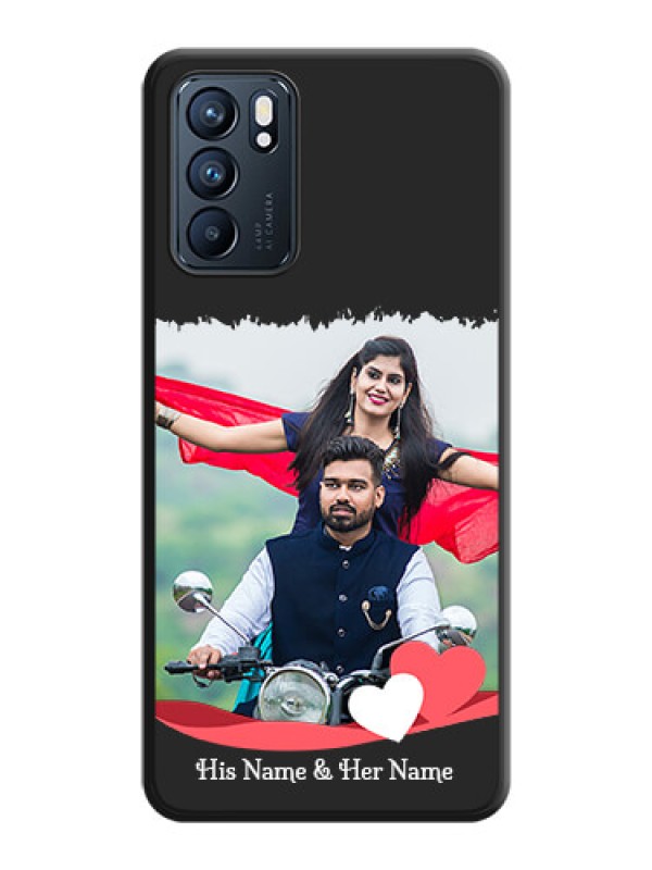 Custom Pin Color Love Shaped Ribbon Design with Text on Space Black Custom Soft Matte Phone Back Cover - Oppo Reno 6 5G