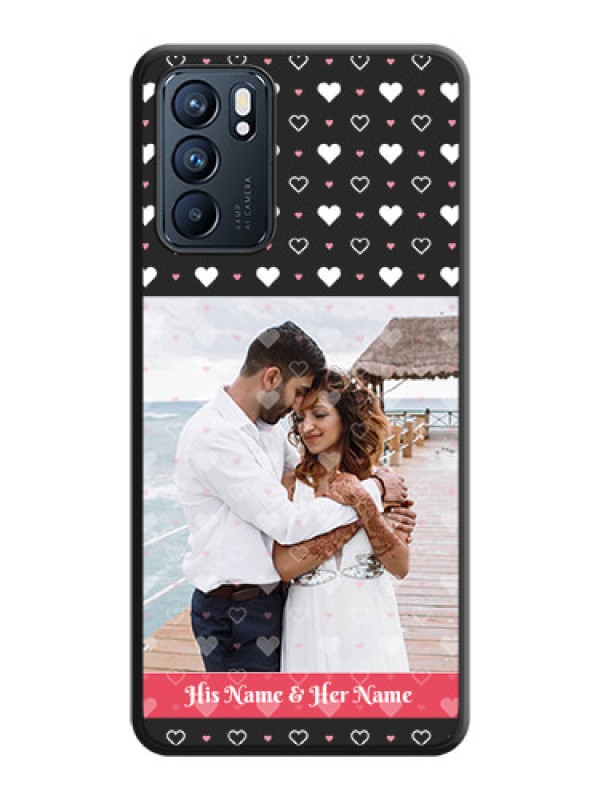 Custom White Color Love Symbols with Text Design on Photo on Space Black Soft Matte Phone Cover - Oppo Reno 6 5G